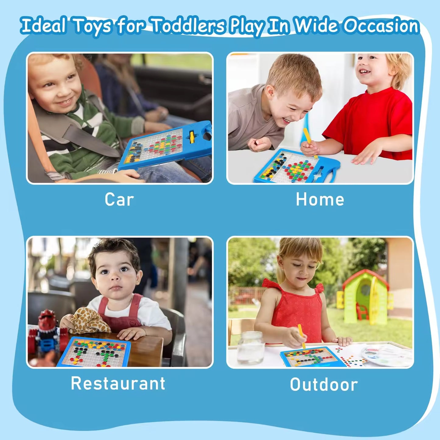 magnetic drawing board with colourful beads for | kids and toddlers|