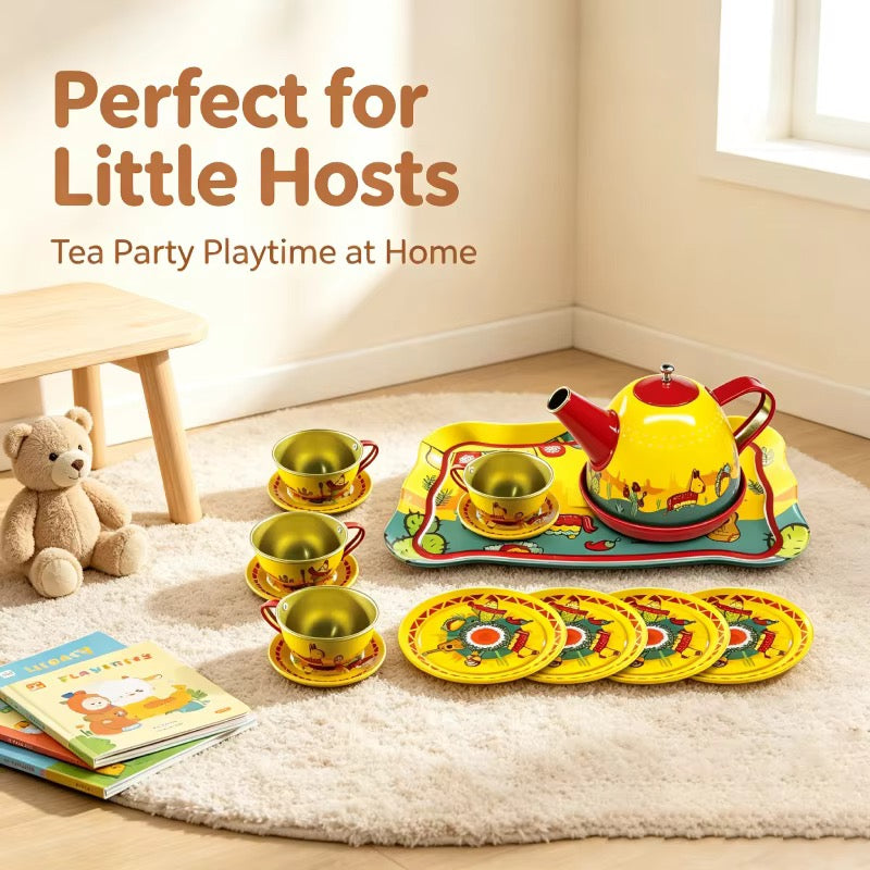 14Pcs Kids Metal Tea Set