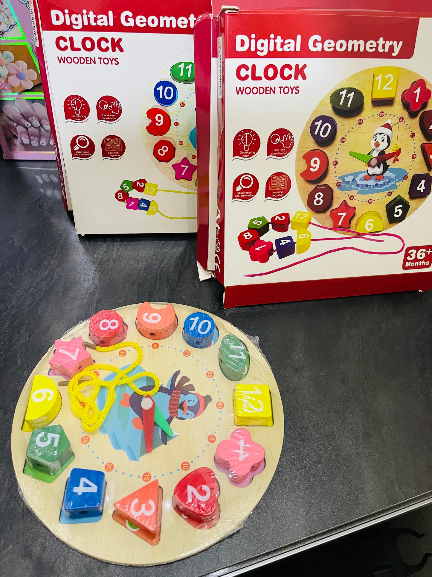 Wooden Colorful Digital Clock Toy – Montessori Math Learning Game