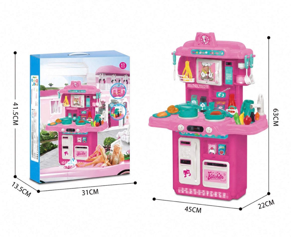 Barbie Large Kitchen Playset with 34 Accessories ! featuring interactive lights, sounds, & working water tap!
