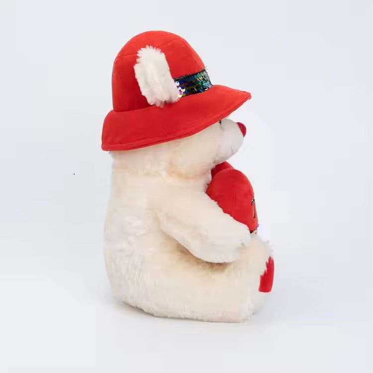 Soft Teddy Bear with Love Heart & Cap – 35cm