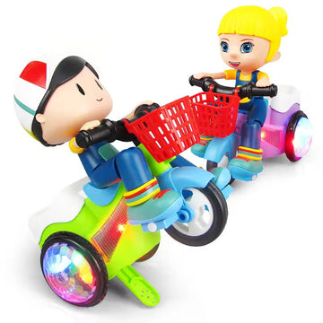 Kids' Stunt Bicycle with LED Lights, Music & 360° Rotation ā Electric Robot Bike