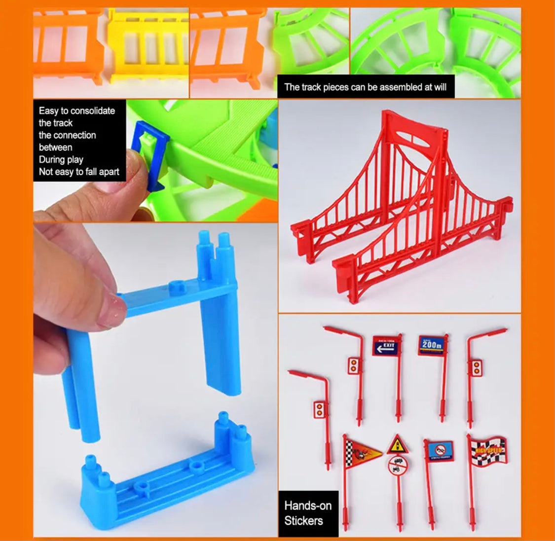 Colorful 90-Piece Jeep Track Set