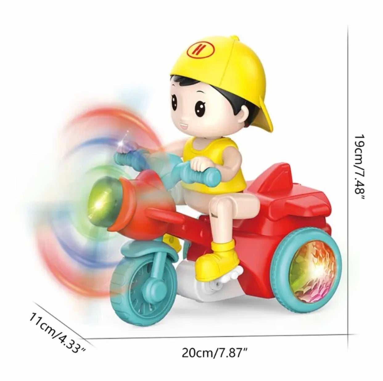 Kids' Stunt Bicycle with LED Lights, Music & 360° Rotation – Electric Robot Bike