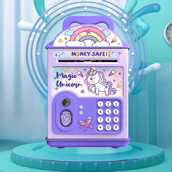 Automatic Coin Rolling Mini Money Saving Box for Kids Password And Fingerprint