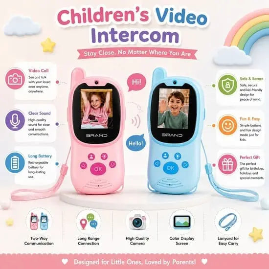 2Pcs Rechargeable Kids Video Walkie Talkie Phone
