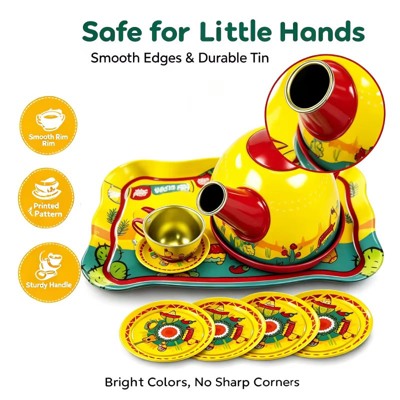 14Pcs Kids Metal Tea Set