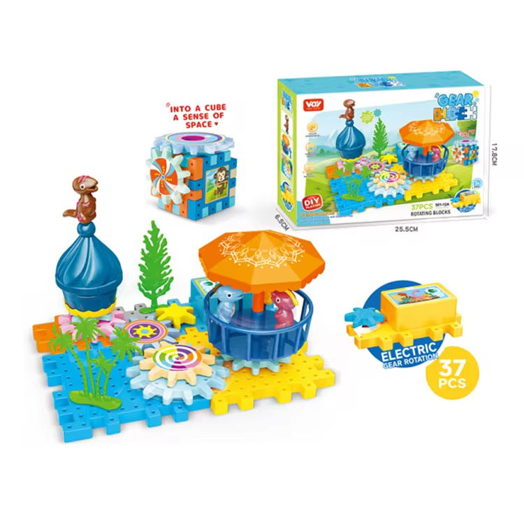 Dinosaur Gear Building Set – 37 Pcs Electric Rotating Toy