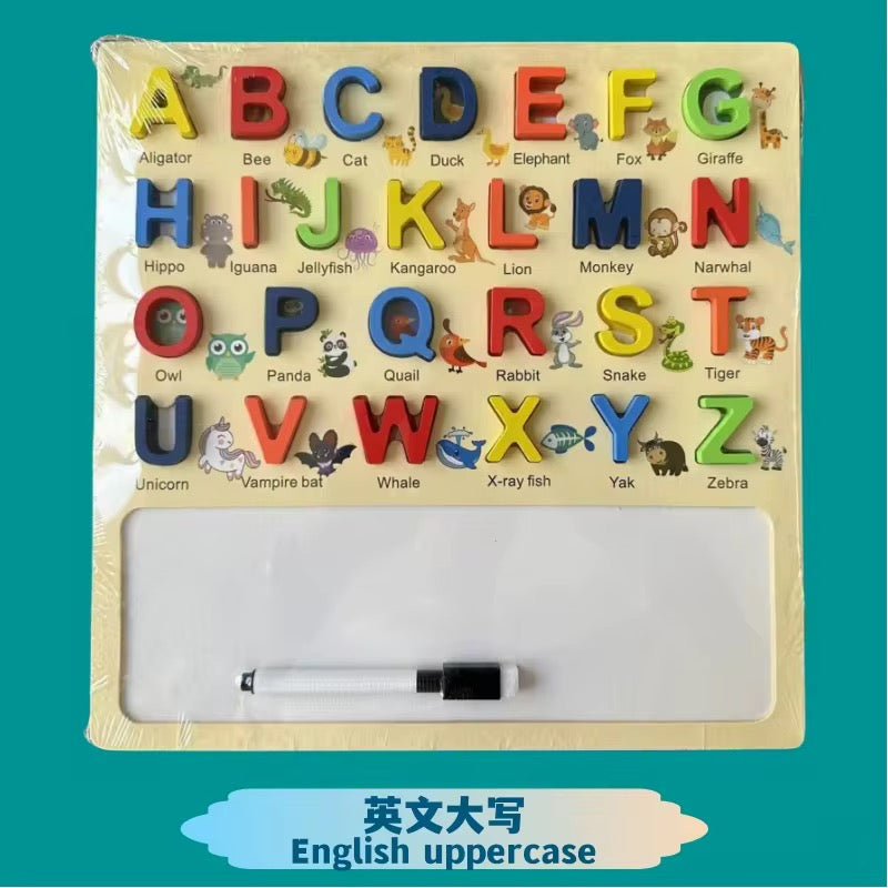 Alphabet Wooden Educational Writing Board with Pen – Random Design