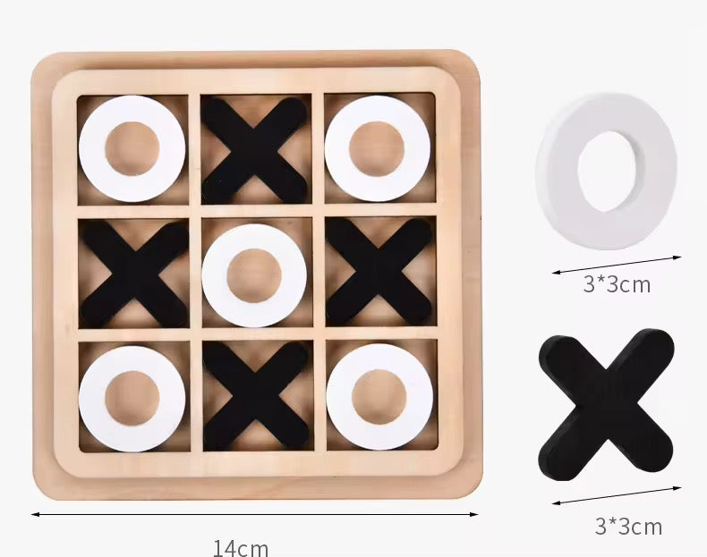 Wooden Tic-Tac-Toe Board Game – Classic XO Table Game Toy