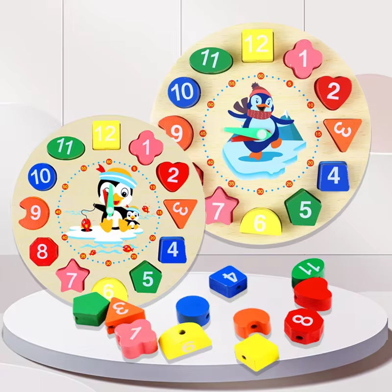 Wooden Colorful Digital Clock Toy – Montessori Math Learning Game