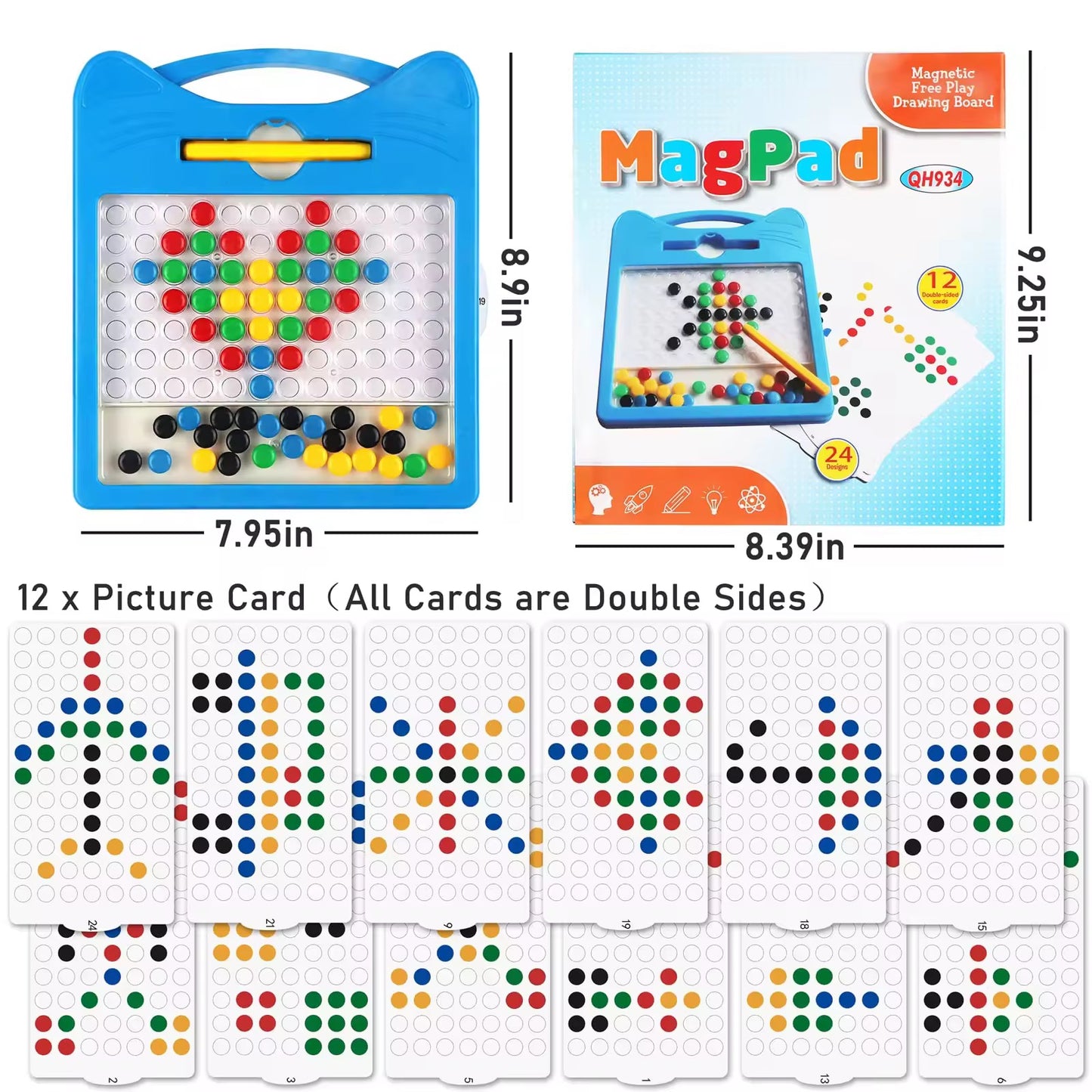 magnetic drawing board with colourful beads for | kids and toddlers|