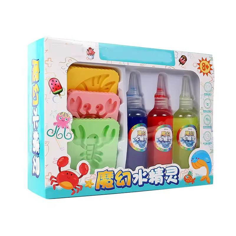 Magic Water Gel Toy Kit for Kids – 3 Bottles & 2 Fun Molds!