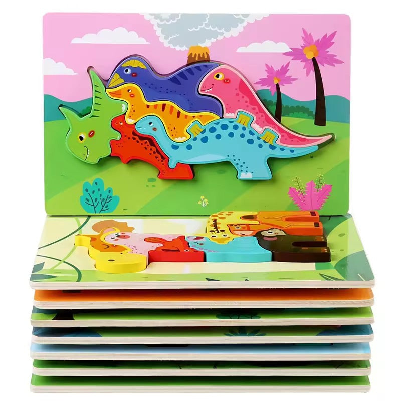 Montessori Wooden Animal & Shape Puzzle – 3D Early Learning Toy for Toddlers Random Design