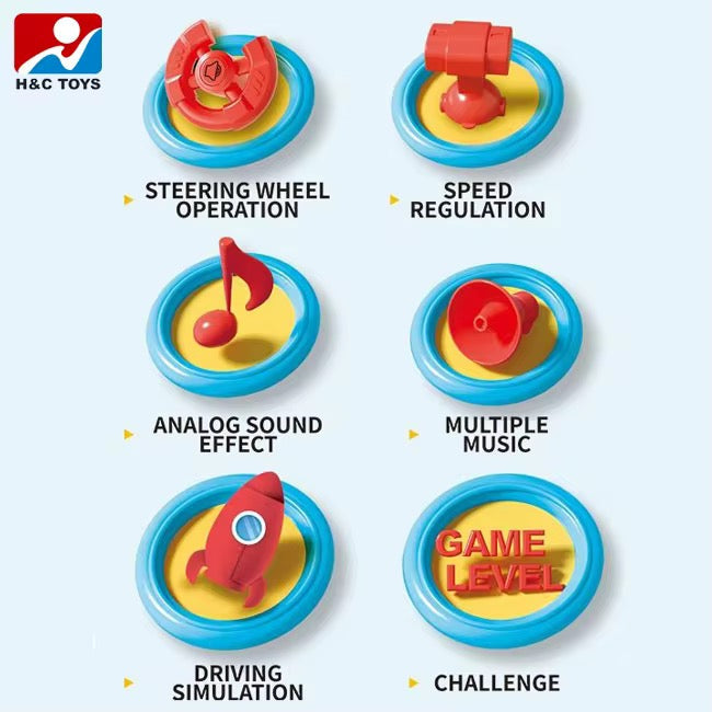 Space Adventure Rocket Car Simulator — Steering Wheel Toy