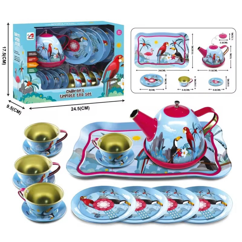 14Pcs Kids Metal Tea Set