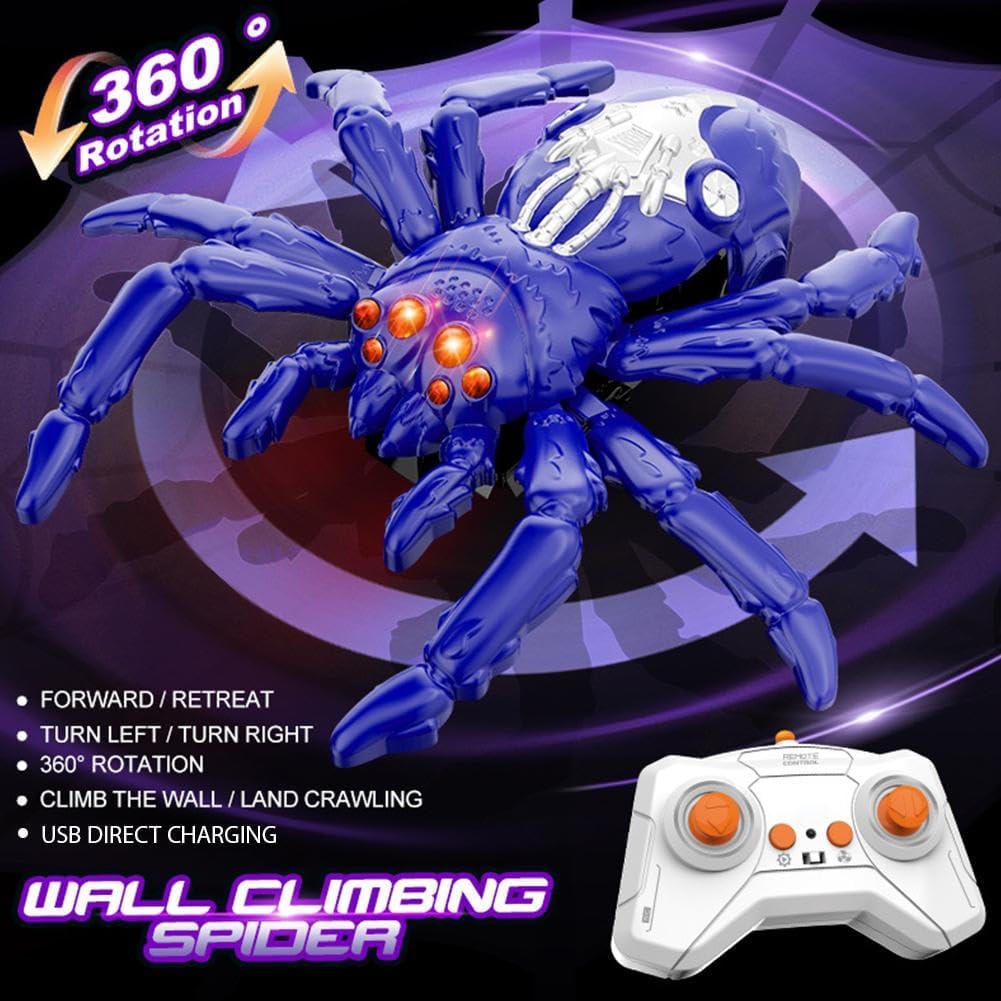 Wall Climbing RC Spider – 360° Rotating Remote Control Gravity-Defying Toy