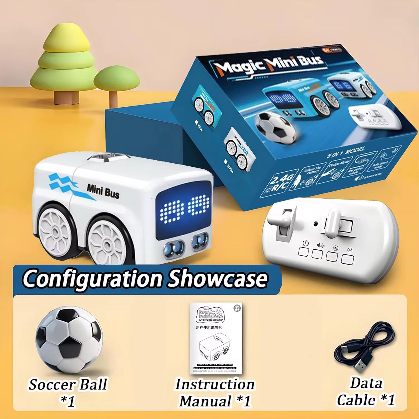 2.4GHz Electric Mini Follow Bus – Remote & Induction Control Toy (1 only) Magic Mini Bus