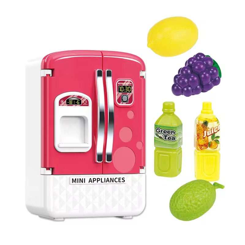 Mini Toy Fridge Set with Fruits & Juice Accessories