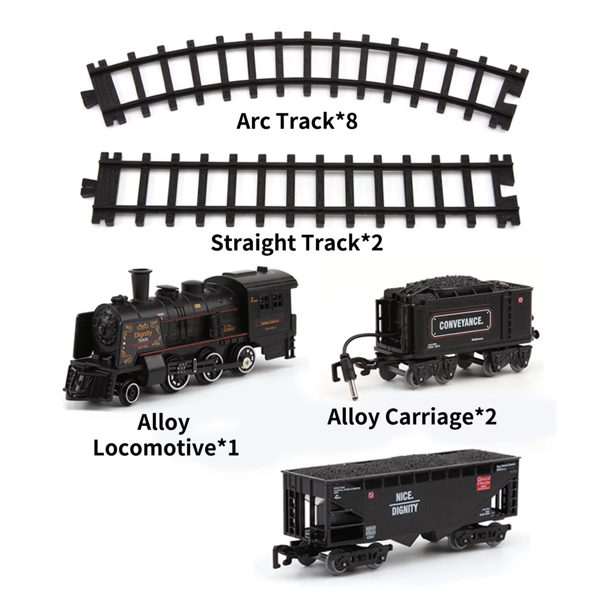 Alloy Smart Metal Edition Steam Train Set – Light, Sound & Safe Smoke Railway Set