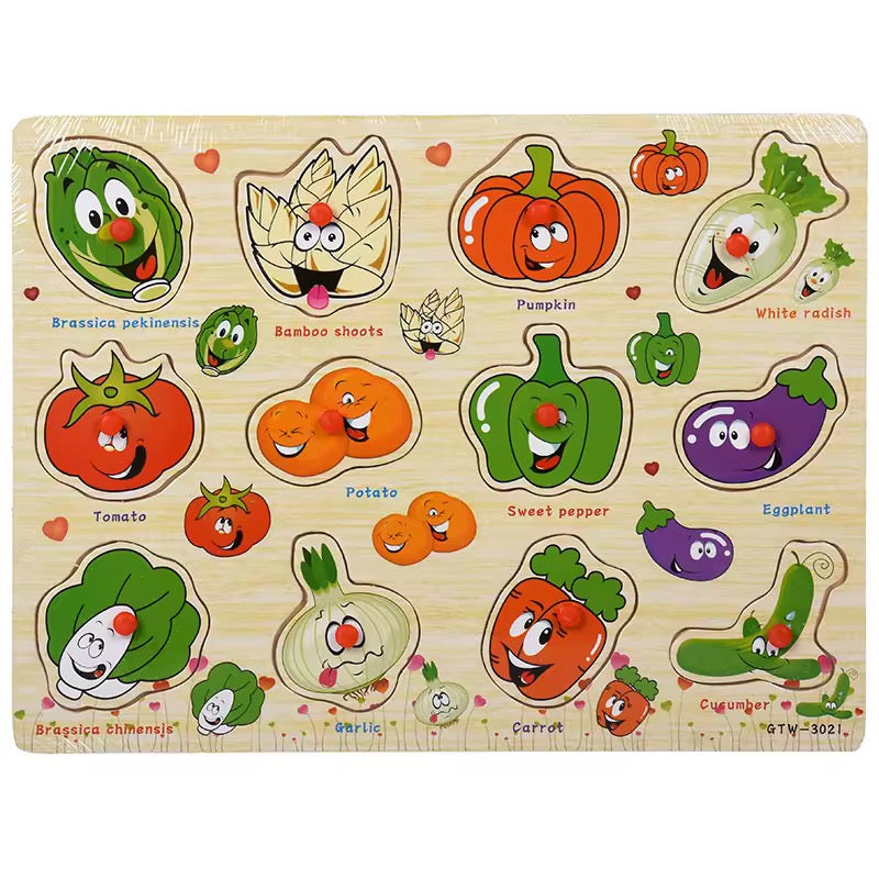 High Quality Educational Wooden Puzzle– Animals, Insects, Fruits & Veggies