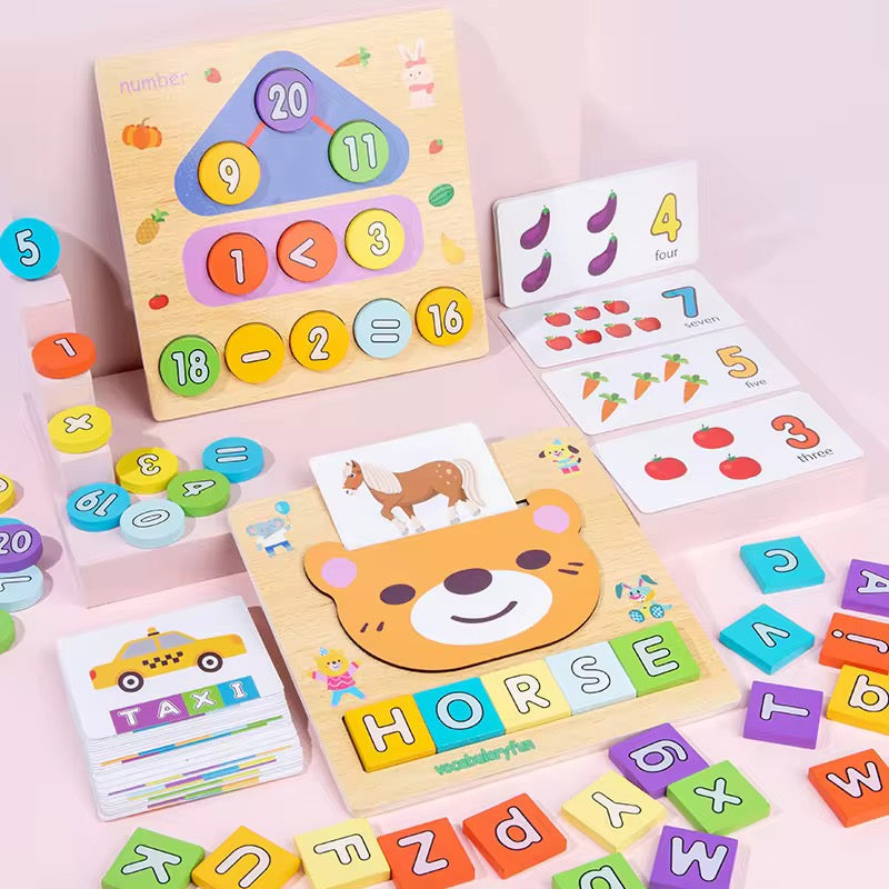 2-in-1 Wooden Digital Clock & Shape Sorter Toy – Early Learning Educational Toy