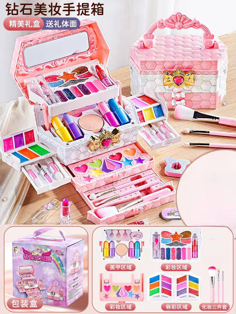 Girls Makeup Kit – Washable Beauty Set in Dressing Box with Drawers