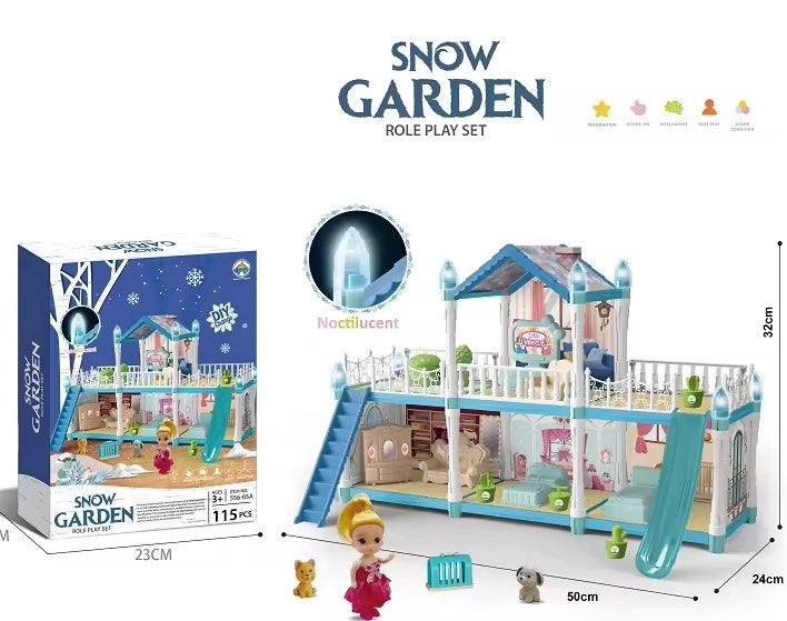 Modern Princess Castle Villa Doll House – 115-Piece Set