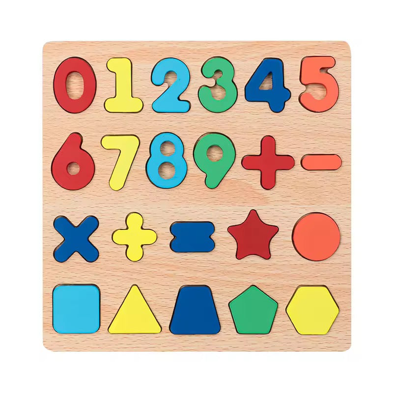 Wooden Numbers & Shapes Set –  123 & Geometric Shapes