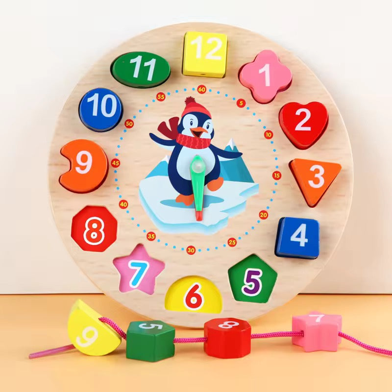 Wooden Colorful Digital Clock Toy – Montessori Math Learning Game