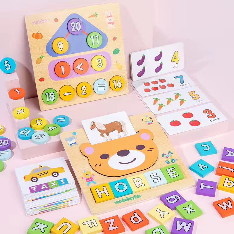 Wooden Spelling Game Toy – Educational Alphabet &Number Puzzle for Kids