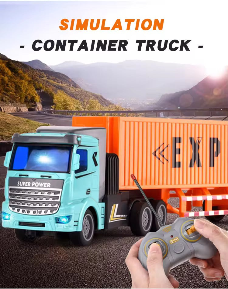 1:48 RC High-Speed Container Truck – Rechargeable Remote Control Semi Truck with Lights