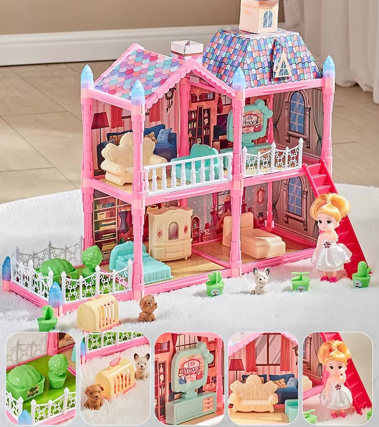 Modern Princess Castle Villa Doll House – 115-Piece Set
