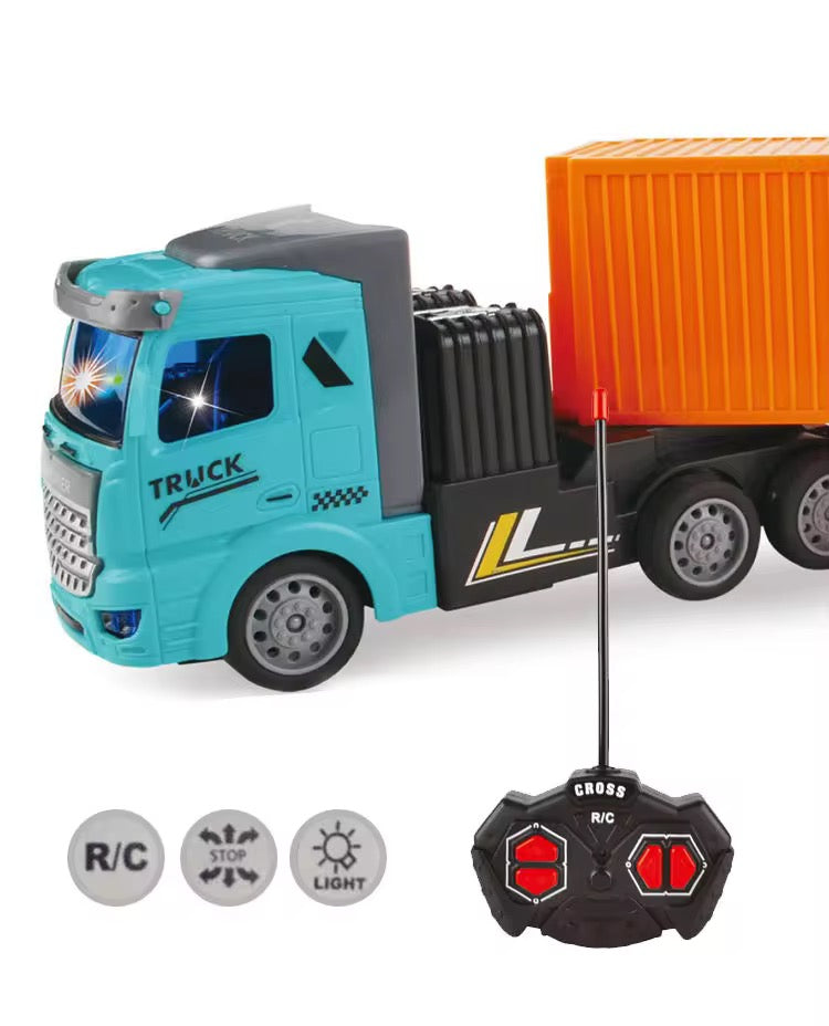 1:48 RC High-Speed Container Truck – Rechargeable Remote Control Semi Truck with Lights