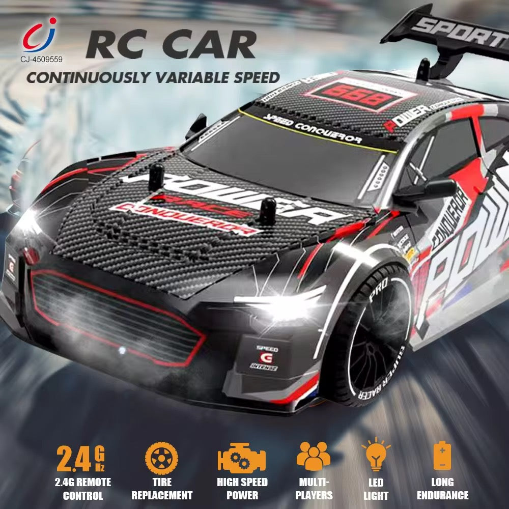 RC Sports Drift Car with Lights & Water Spray – 2.4G Racing Car for Kids