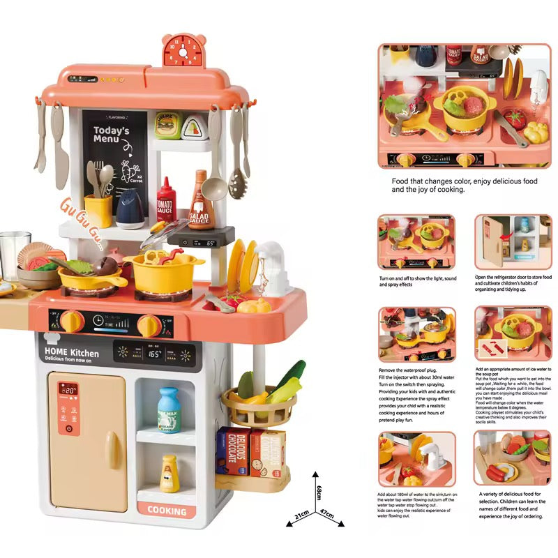 52 Pcs Spray Kitchen Set | Realistic Detailed Kitchen Set With Wash Basin & 52+ Interactive Accessories
