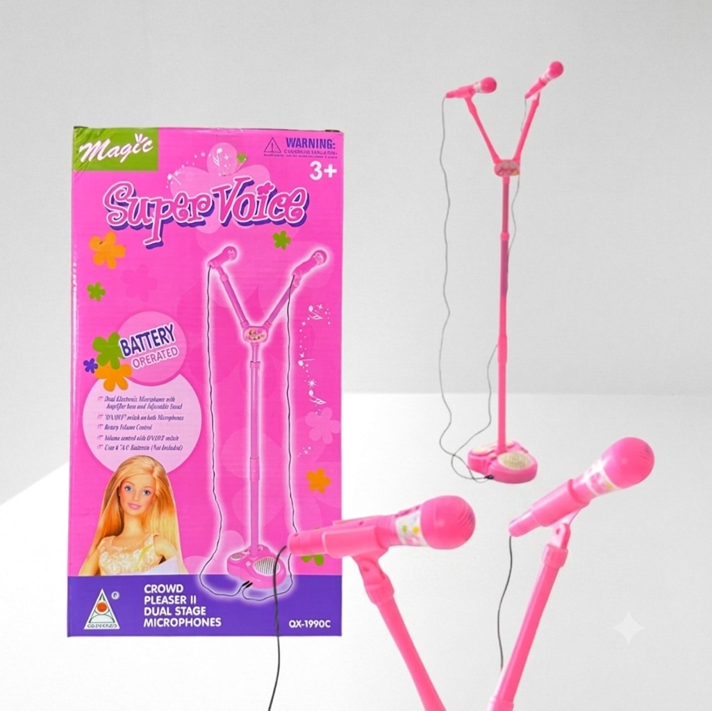 Super Voice Dual Microphones with Stand toy set for kids!