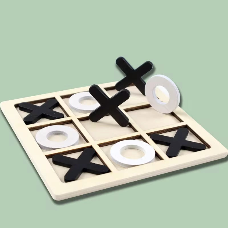 Wooden Tic-Tac-Toe Board Game – Classic XO Table Game Toy