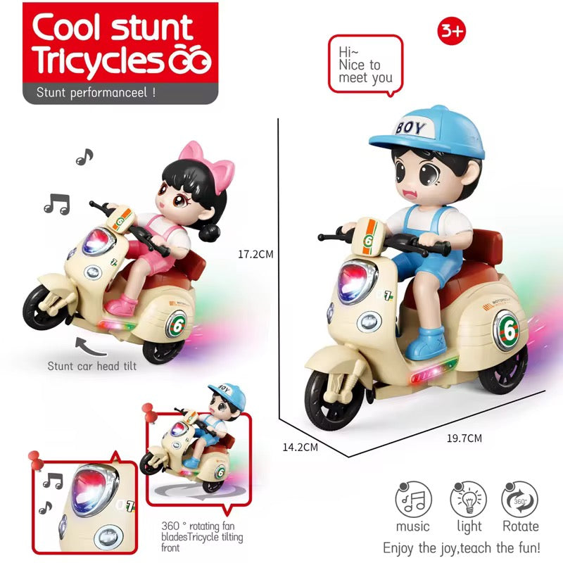 Cool Stunt Tricycle with Lights &amp; Music – Boy Rider Toy