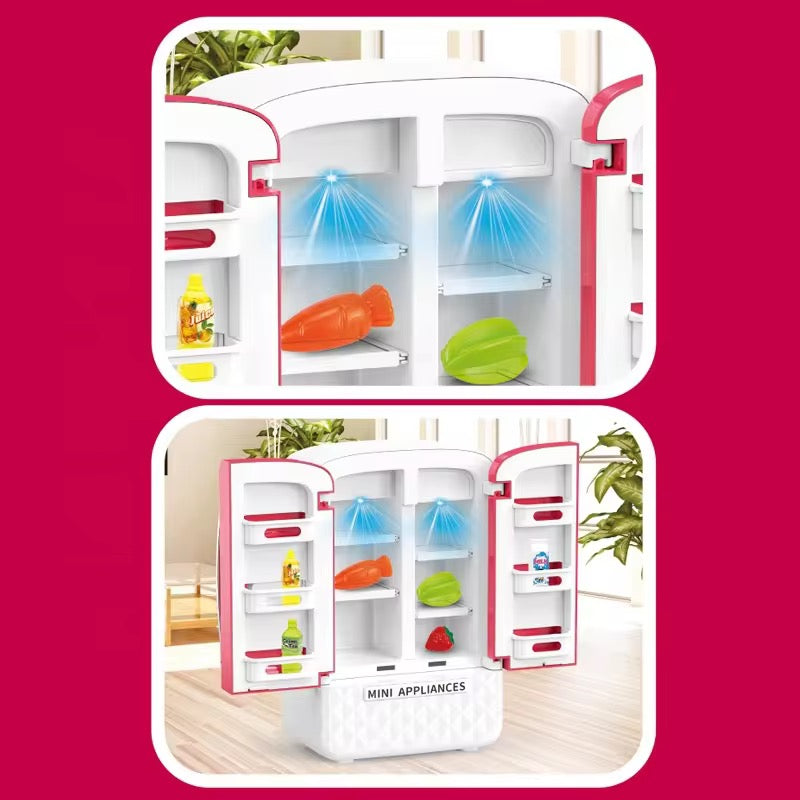Mini Toy Fridge Set with Fruits & Juice Accessories