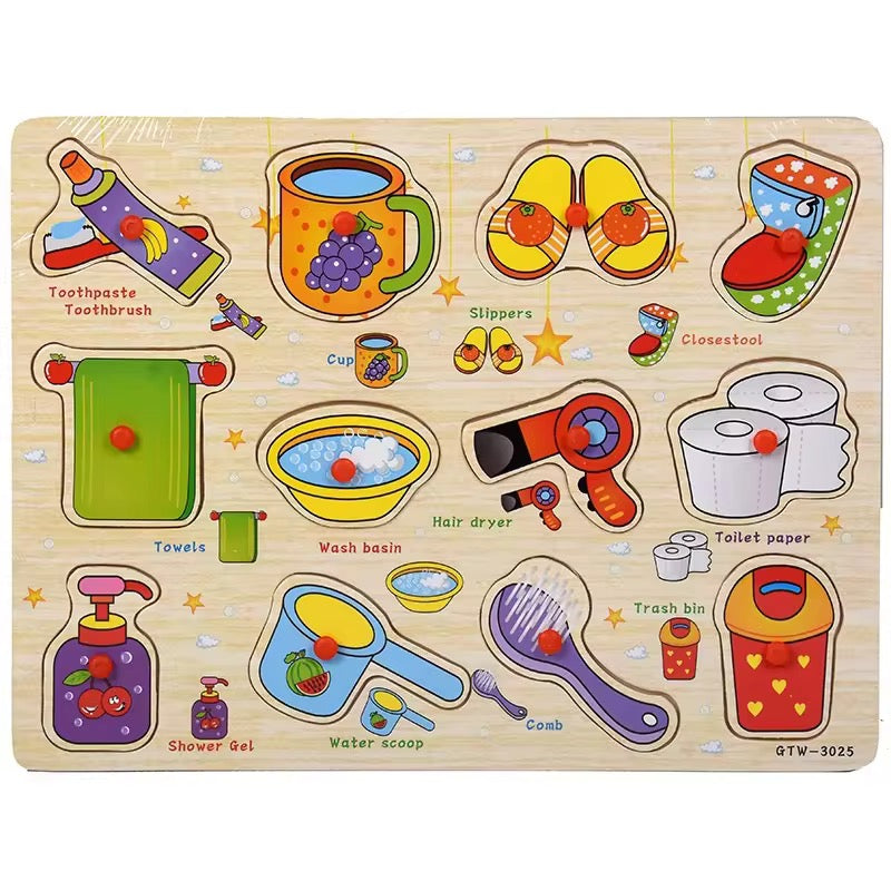 High Quality Educational Wooden Puzzle– Animals, Insects, Fruits & Veggies