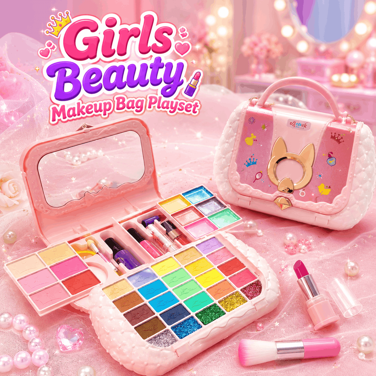 Girls Beauty Makeup Bag Playset