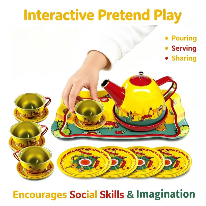 14Pcs Kids Metal Tea Set