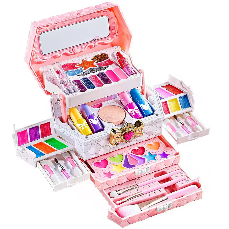 Girls Makeup Kit – Washable Beauty Set in Dressing Box with Drawers