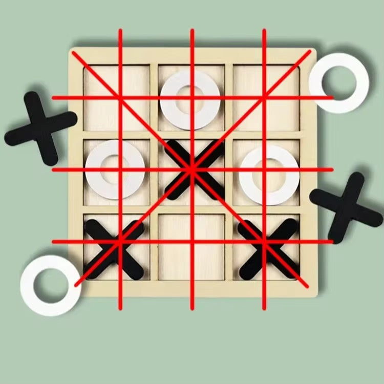 Wooden Tic-Tac-Toe Board Game – Classic XO Table Game Toy