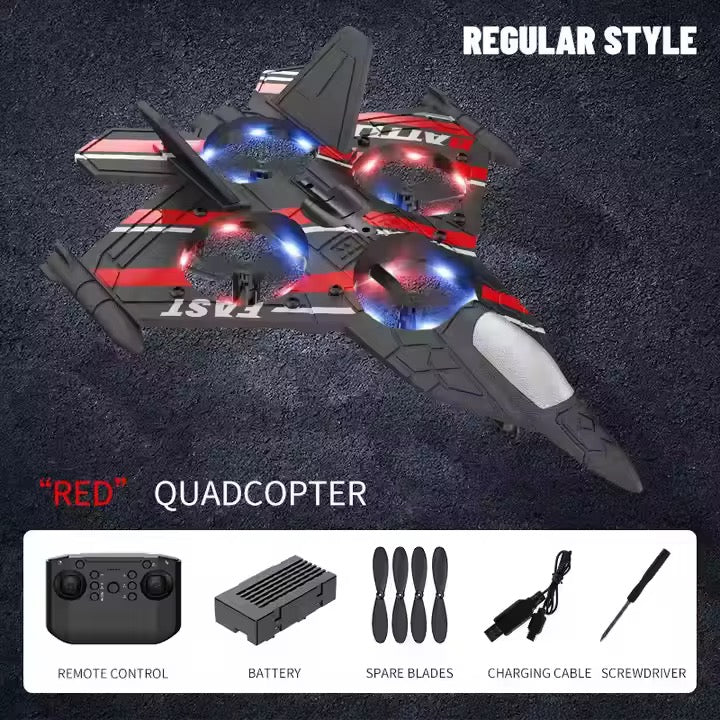 RC Jet Drone Fighter Stunt Plane – 6-Channel Remote Control Aircraft with Lights & 360° Flip