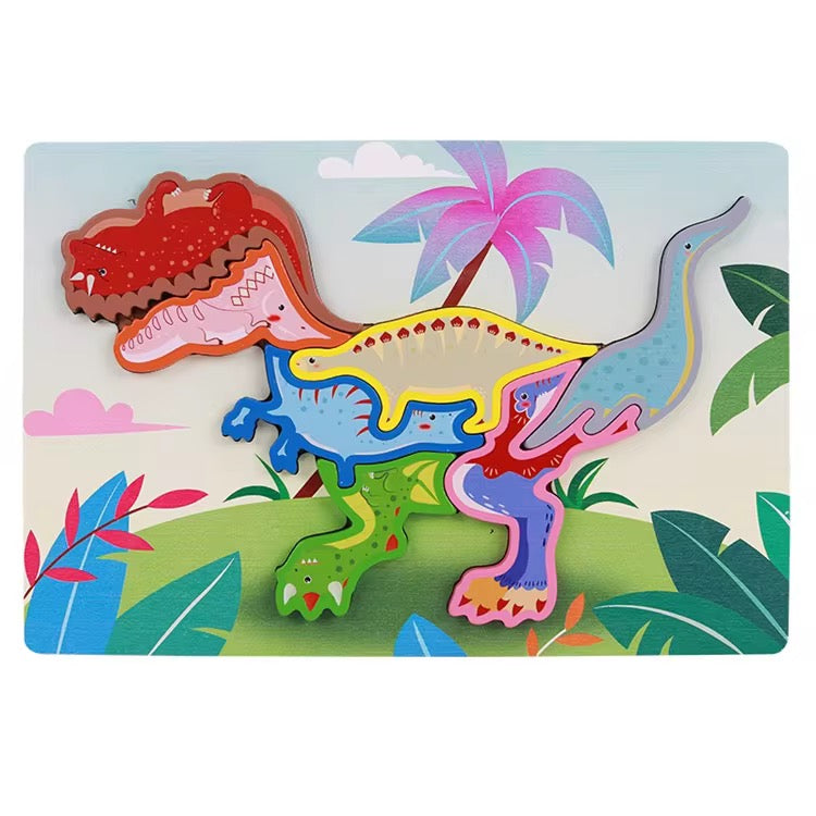 Montessori Wooden Animal & Shape Puzzle – 3D Early Learning Toy for Toddlers Random Design