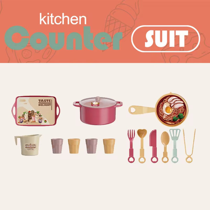 Girl Kitchen Play House – Mini Cooking Utensil Suit Pretend Play Set