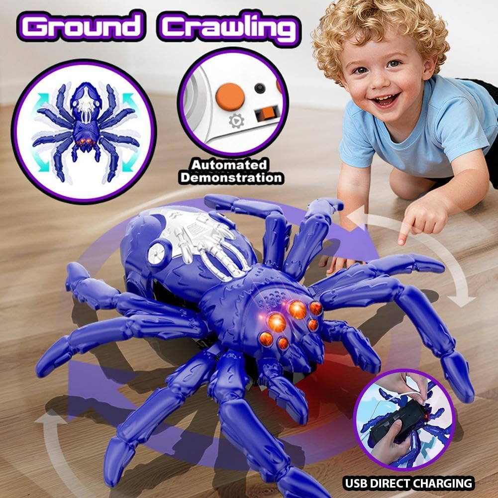 Wall Climbing RC Spider – 360° Rotating Remote Control Gravity-Defying Toy