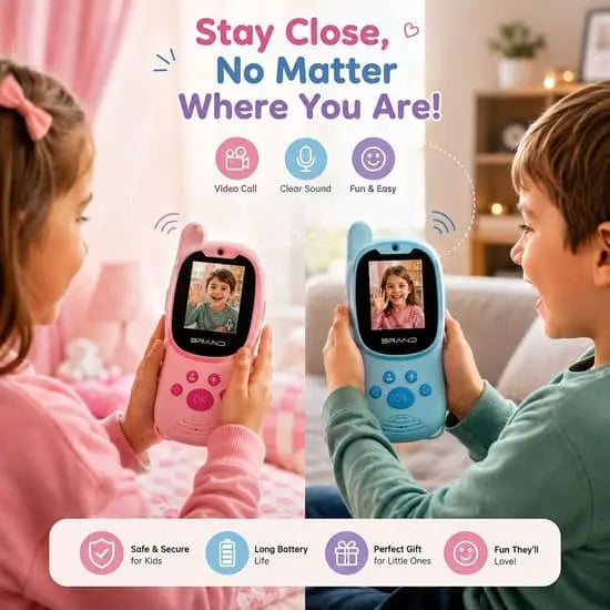 2Pcs Rechargeable Kids Video Walkie Talkie Phone